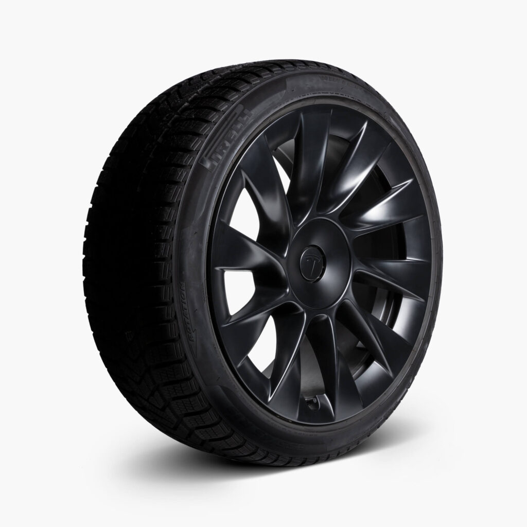 Tesla Model Y 20" Induction Wheel and Winter Tire Package (Side View)