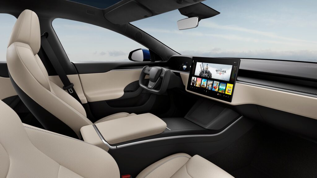2021 Tesla Model S Cream Interior.