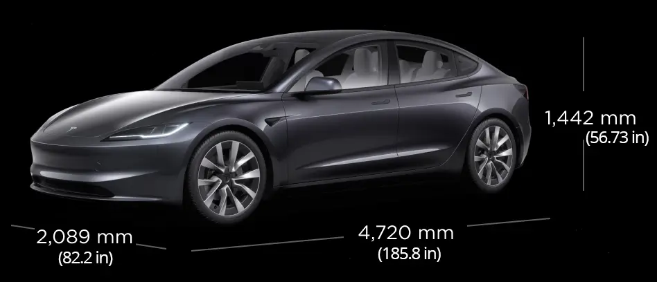 Tesla Model 3 Highland detailed specs, features, and country-wise
