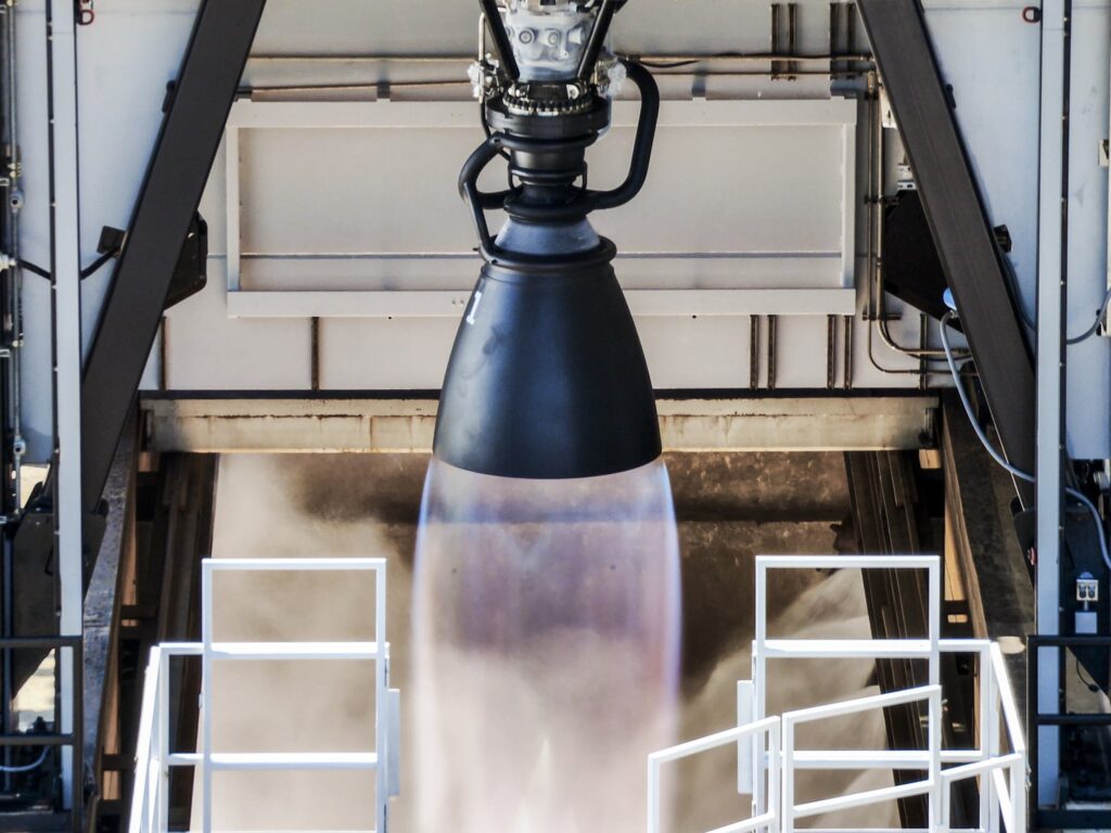 SpaceX fires the Raptor 3 SN1 engine for the first time at the Rocket Factory in McGregor Texas.