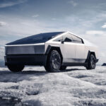 Tesla Cybertruck in the snow.