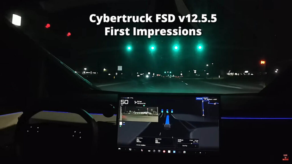 Tesla Cybertruck FSD v12.5.5 first impression videos and new updates.