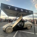 Tesla Robotaxi on display at Gigafactory Texas.