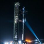 Fully integrated Flight 8 Starship (Booster 15 + Ship 34) at Starbase, Texas preparing for launch on Thursday, 6th March 2025.